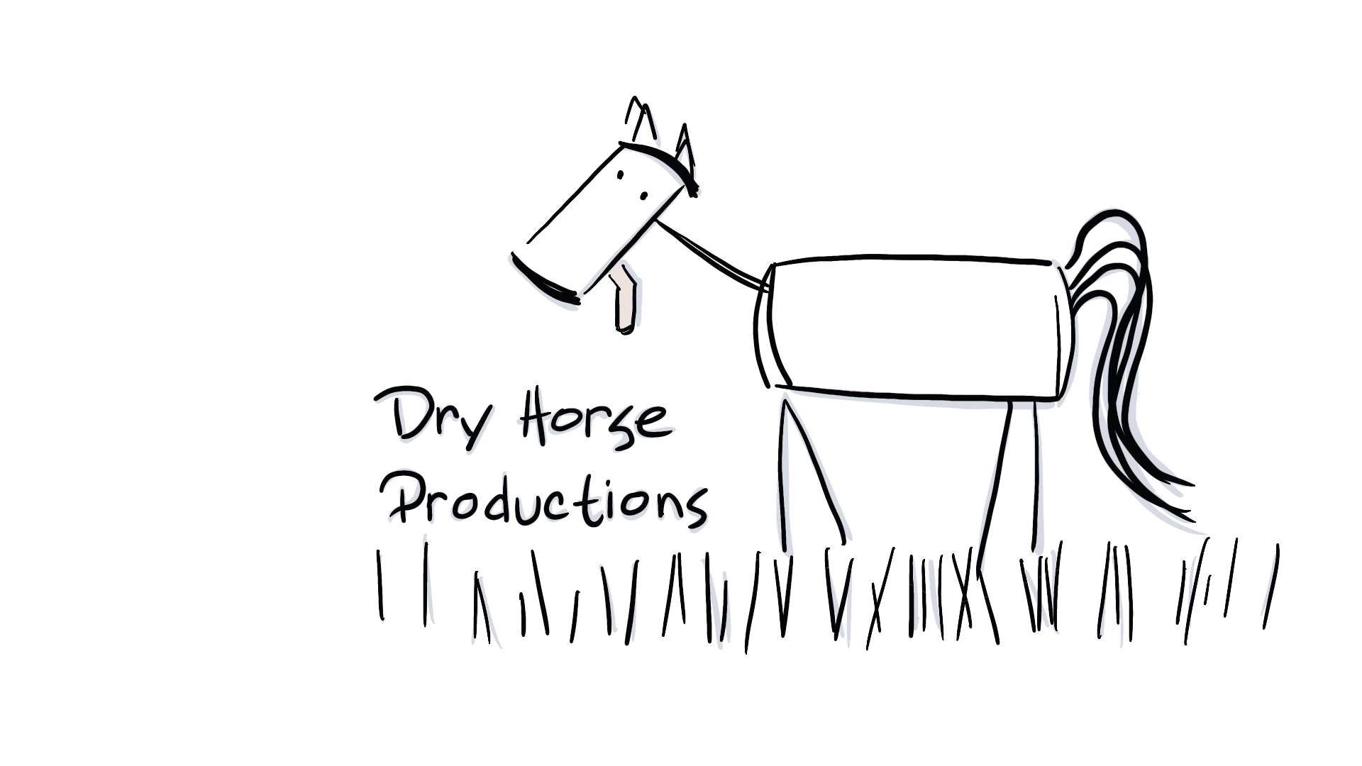 Dry Horse Production logo horse cartoon drawing